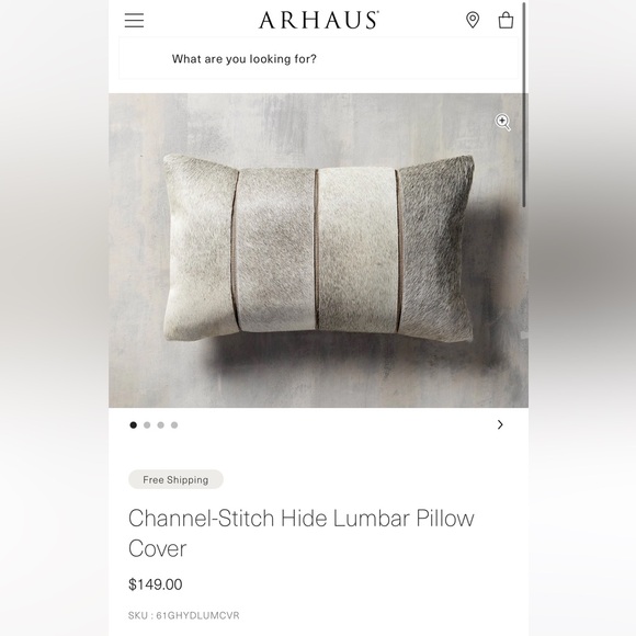 New Arhaus black white hair on hide panel leather pillow cover linen back 12x20 - Picture 4 of 14